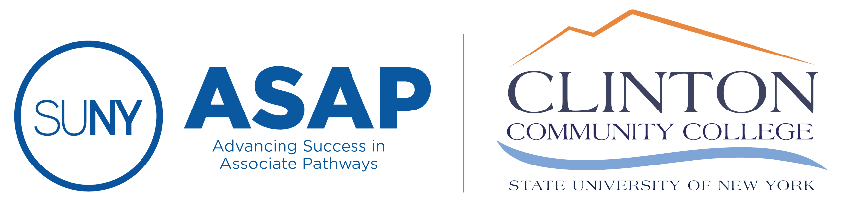 SUNY ASAP and Clinton Community College logos
